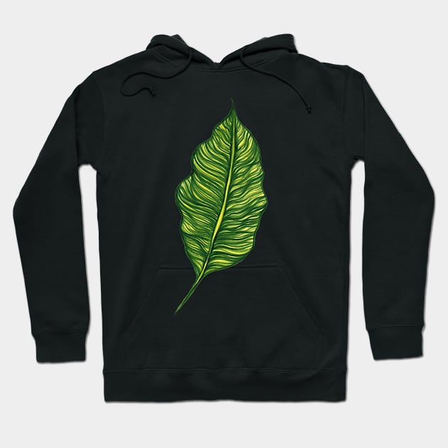 Green leaf Hoodie by DrawingsInBloom